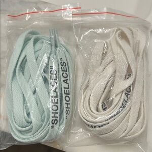 Off-White Shoelaces in Mint and off White